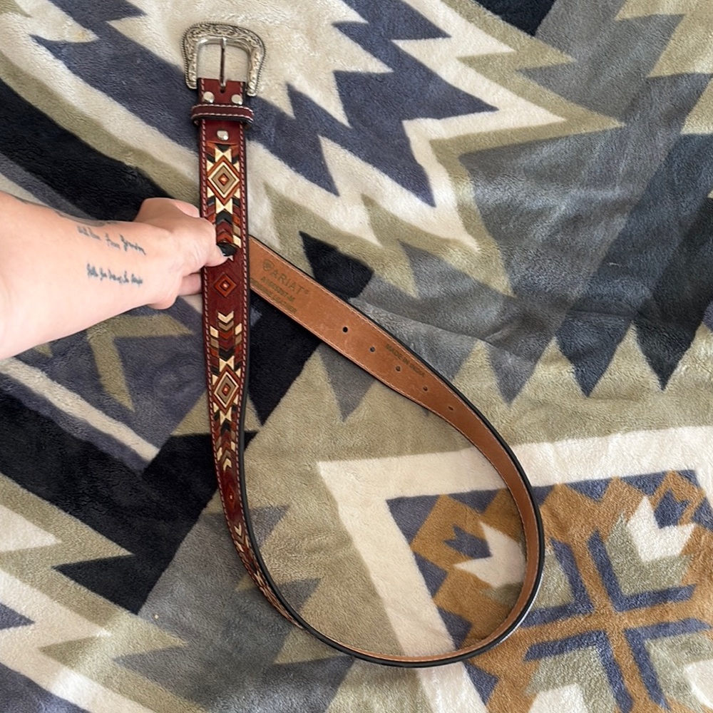 Ariat Multicolor Patterned Belt with Silver Buckle